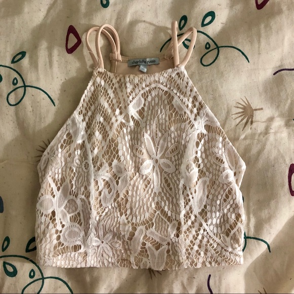 Charlotte Russe Tops - Charlotte Russe - White Lace on Nude
